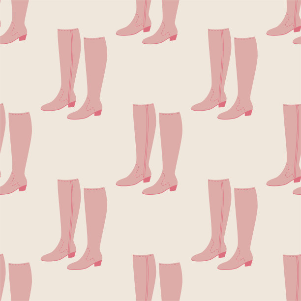 无缝矢量粉红色靴子模式。时尚鞋的时尚元素背景为面料、纺织品、罩面等。图片下载