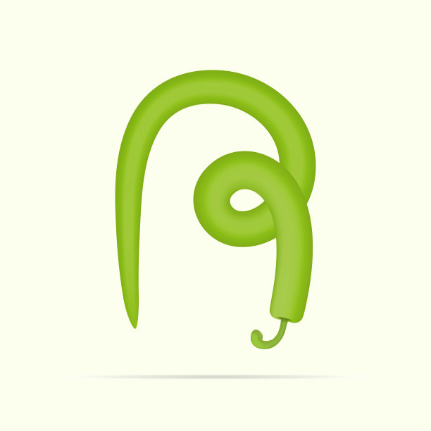 R字母绿辣椒设计。向量蔬菜字体健康和素食设计，自然模板，蔬菜标志和更多图片下载