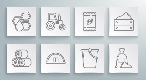 设置干草拖拉机机库斗袋线卷图片下载