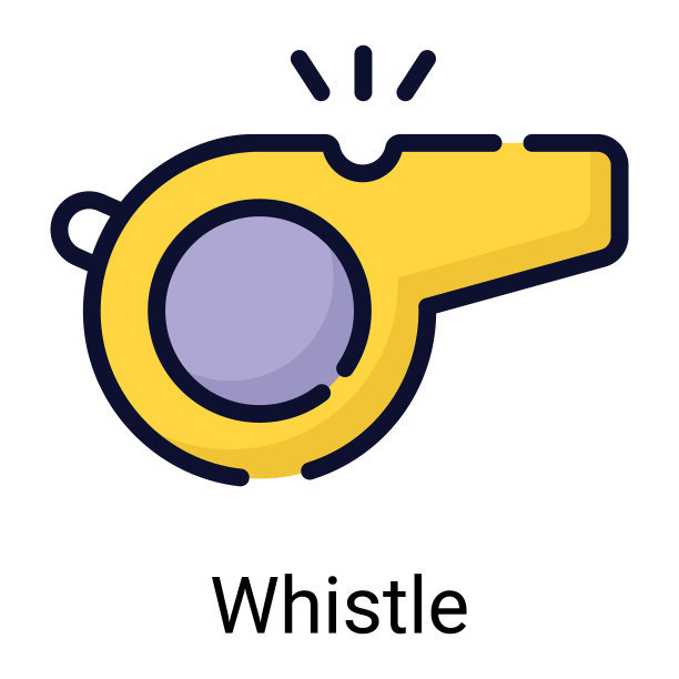 口哨彩色线图标孤立在白色背景图片下载