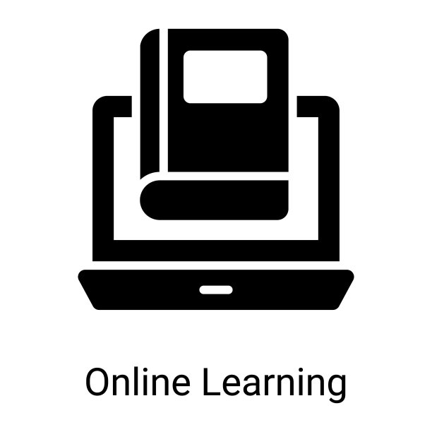 在线教育字形图标孤立在白色背景图片下载