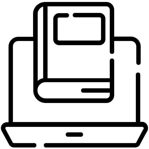 白色背景上的在线教育线条图标图片下载