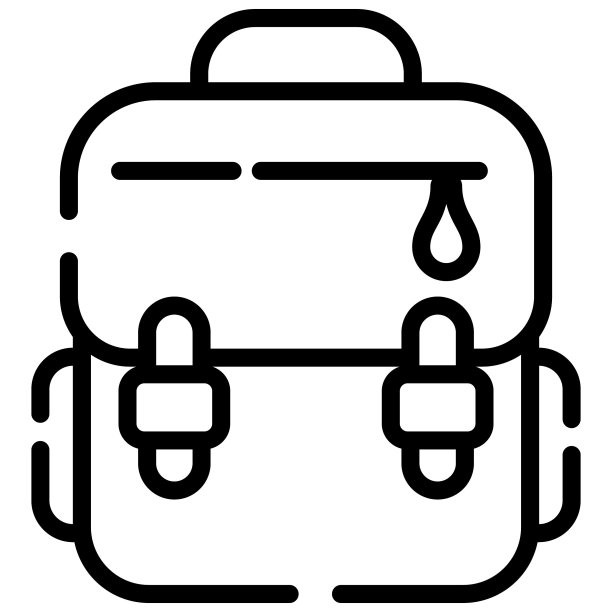 双肩包，包线图标孤立在白色背景图片下载