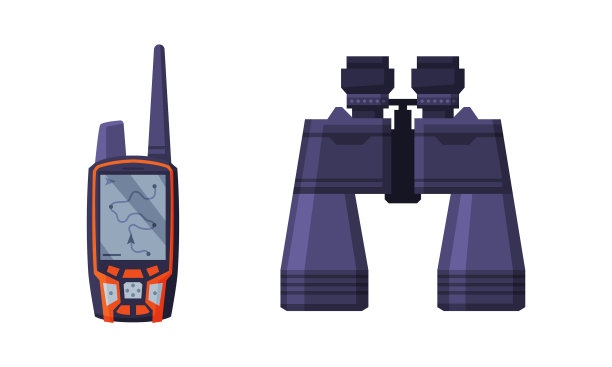 用双筒望远镜和对讲机打猎图片下载