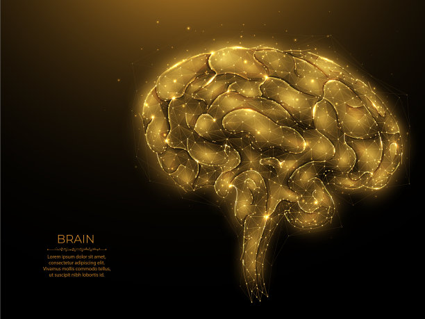 多边形人脑在黑暗背景图片下载