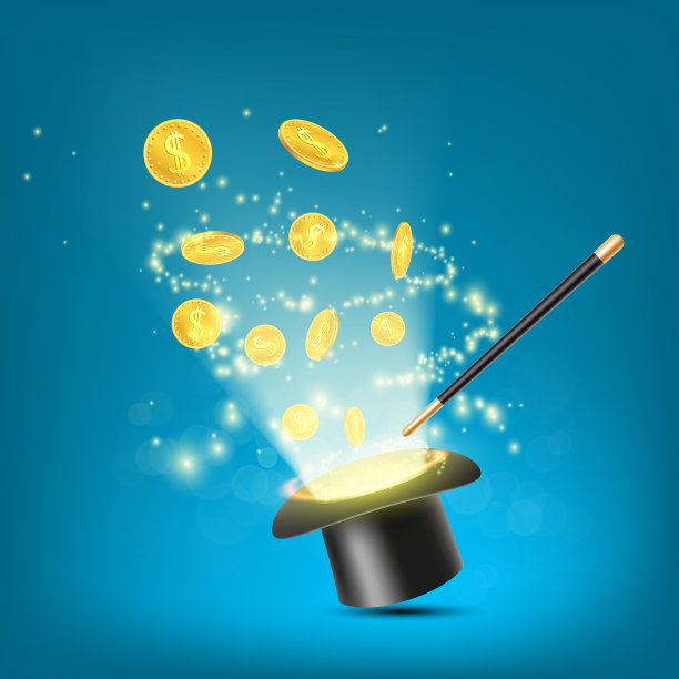 金币美元从魔法帽子里飞出来图片下载
