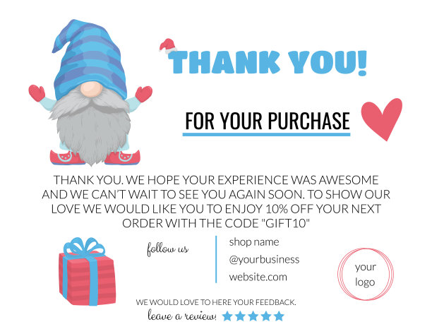 商务感谢卡宝宝商店感谢卡图片下载