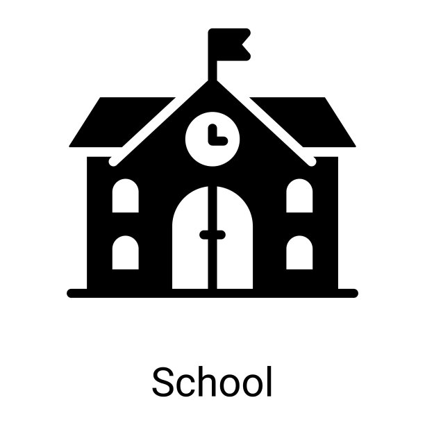 学校，建筑物的字形图标孤立在白色背景图片下载