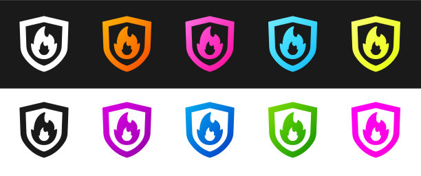 将防火盾图标隔离在黑色图片下载