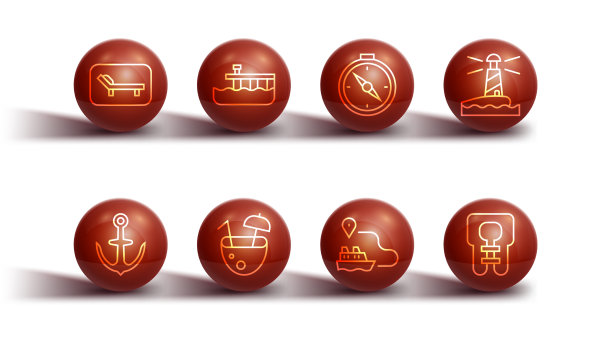 设置线日光浴床和伞锚灯塔图片下载