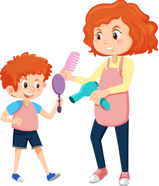 理发师正在做男孩的发型图片下载