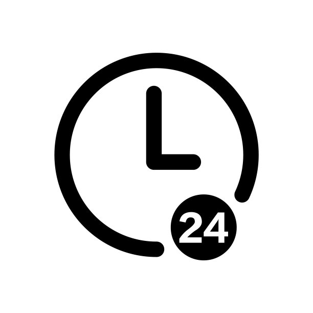 黑色24小时时钟图标图片下载