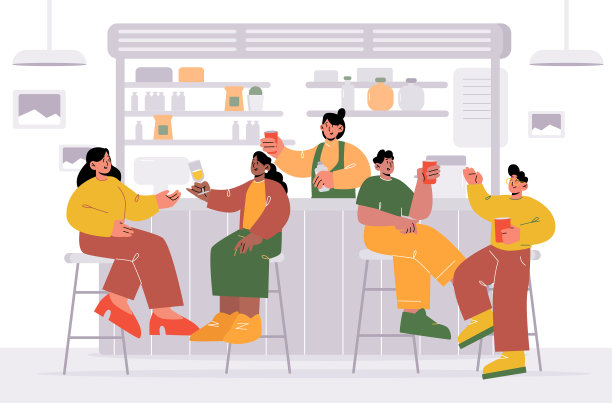 酒吧里各种各样的人坐在凳子上图片下载