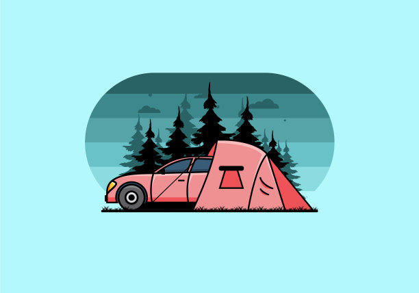 夜间开车露营图片下载