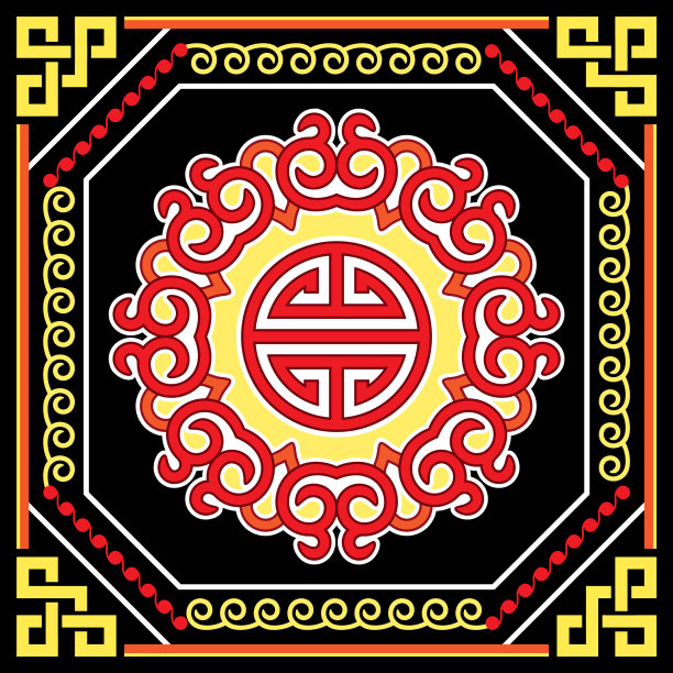 带有漩涡的蒙古东方图案图片下载