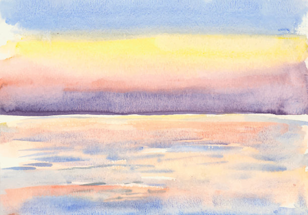 海边的水彩画图片下载