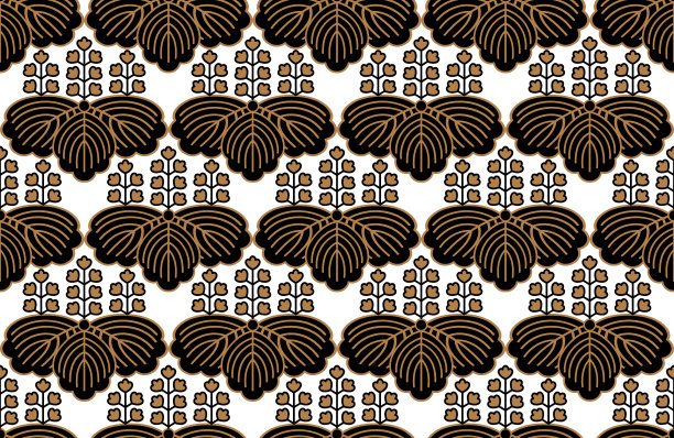 日本风格的花与叶子的符号设计图片下载