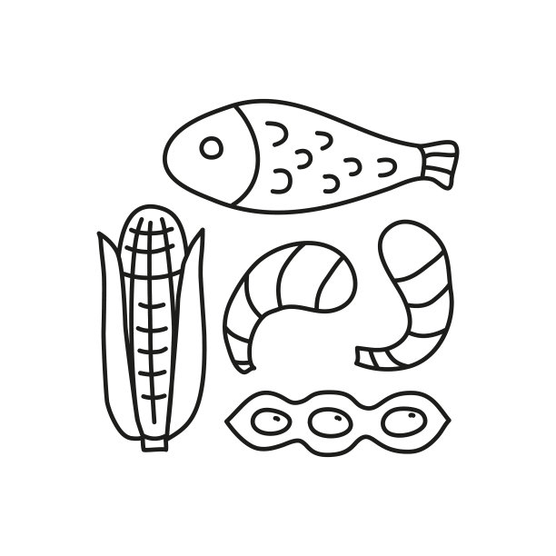 一组涂鸦食物过敏原图标图片下载