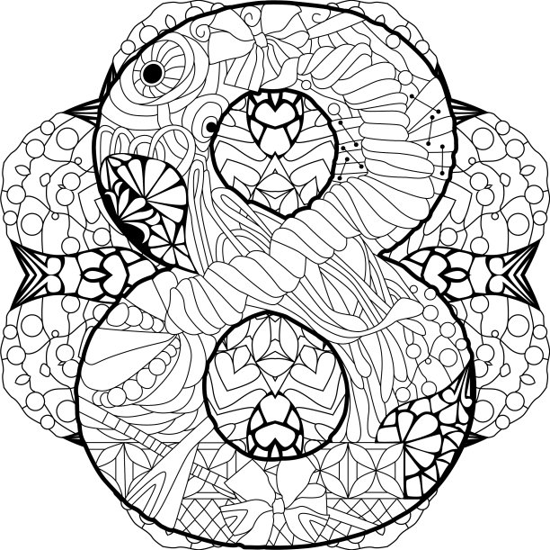 8号复古字体在曼荼罗着色图片下载