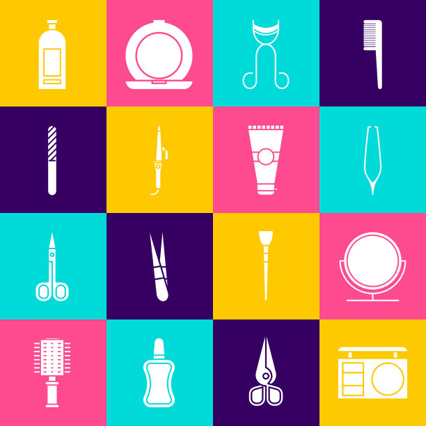 圆形化妆镜设置眼影调色板图片下载