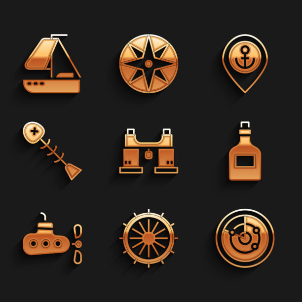 装有双筒望远镜的船舶方向盘雷达图片下载