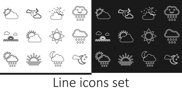 把线云与月亮和星星雨太阳图片下载