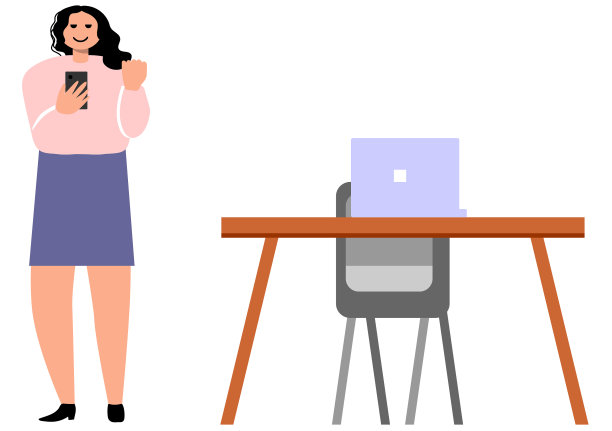 商务女性开心地看着智能手机图片下载