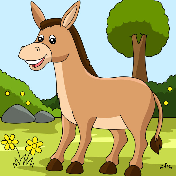 毛驴彩色卡通农场图片下载