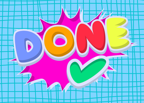 用Checkmark完成文本。字写与儿童字体卡通风格。图片下载