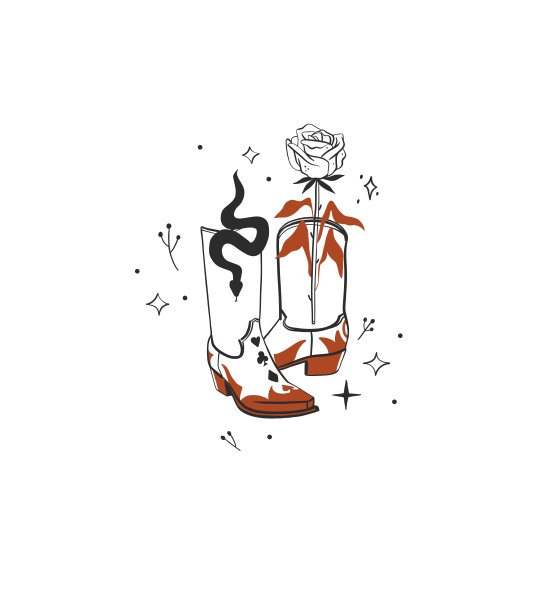 手绘抽象矢量图形剪贴画插图波西米亚牛仔女牛仔靴。西方女性设计理念。波西米亚狂野西部当代艺术。牛仔女郎现代绘画。美国女牛仔的标志。图片下载