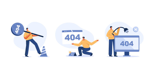 登录页面，404错误，网站模板。矢量插图集。平淡的角色图片下载