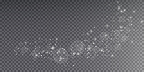 白色png尘埃光。散景灯灯光效果背景。圣诞节背景闪光的灰尘圣诞节发光的光散景纸屑和火花叠加纹理为您的设计。图片下载