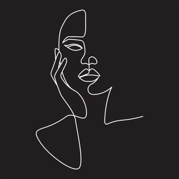 简约的女性剪影。性感的女性的脸。图片下载