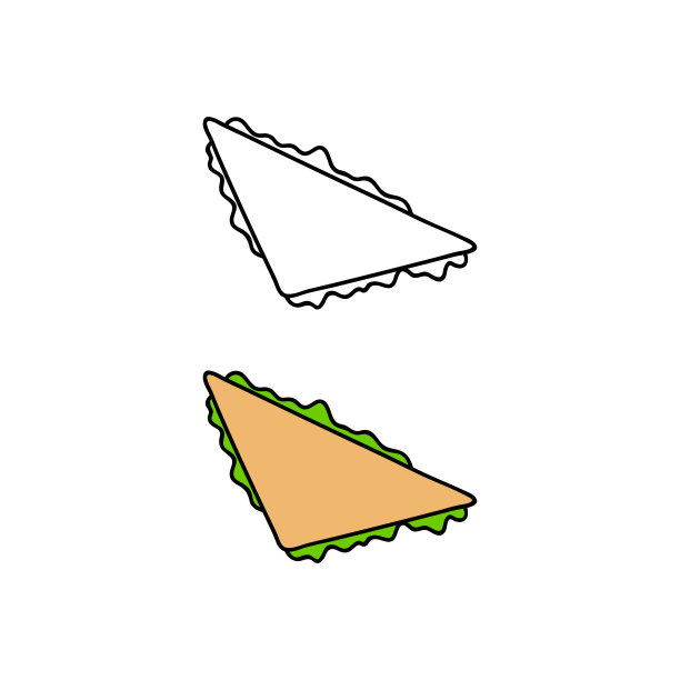 手绘三角形三明治。图片下载