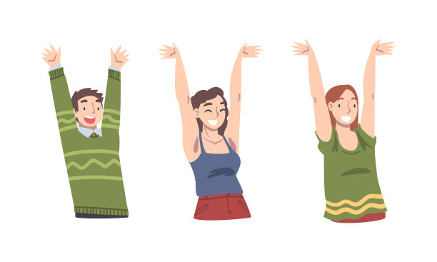 快乐的年轻人用双手塑造性格图片下载