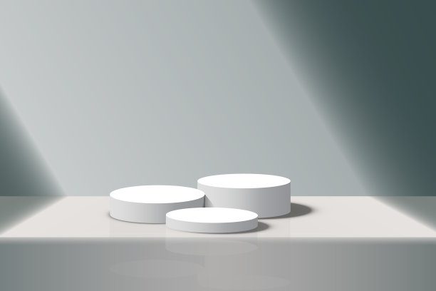 展示底座，设计平台，空产品，白色房间和侧灯。3 d渲染。图片下载