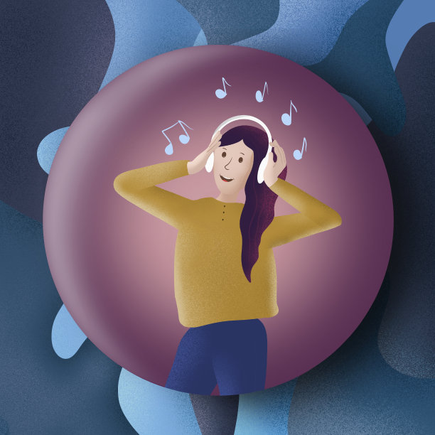 一个女孩正在听音乐。一名年轻女性正戴着耳机听音乐。图片下载