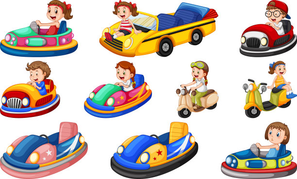 一群孩子骑着卡丁车图片下载