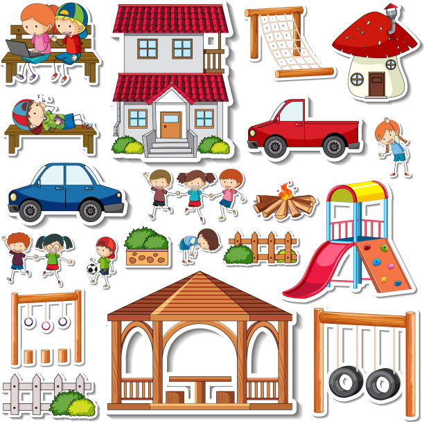 游乐场物品贴纸包图片下载