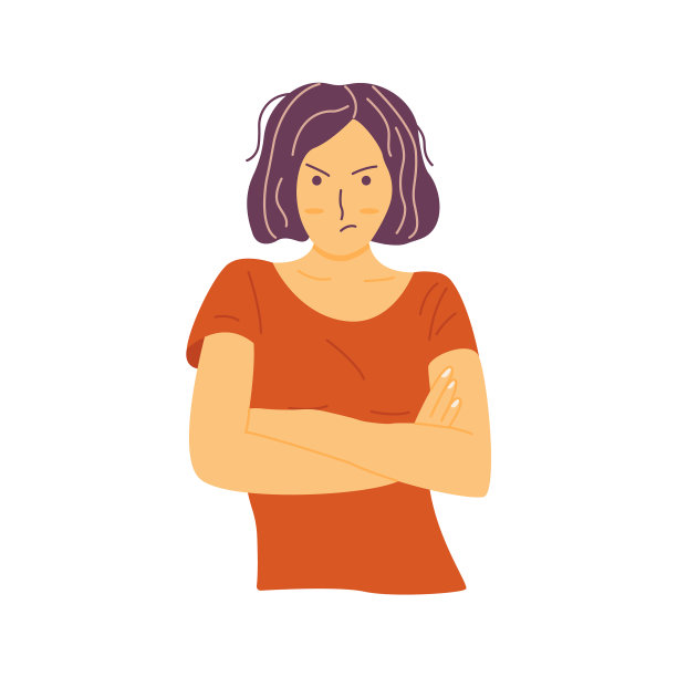 愤怒的女孩双手交叉在胸前图片下载