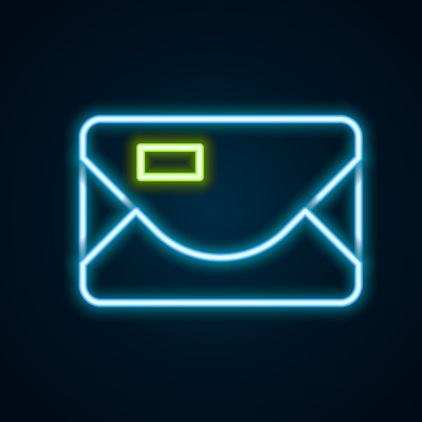 发光的霓虹灯线信封与圣诞派对图片下载