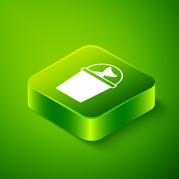 等距钓鱼桶与鱼图标隔离图片下载