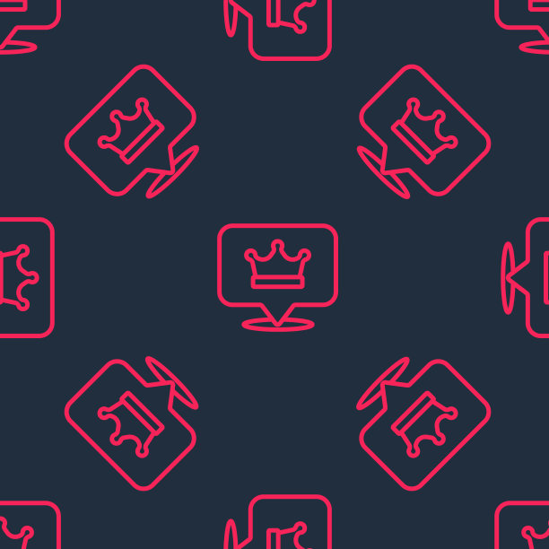 红线王冠图标孤立无缝图案图片下载