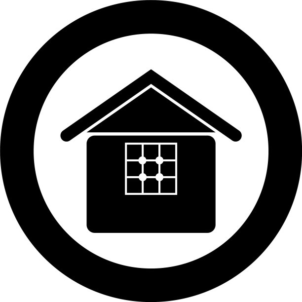 圆形黑色房屋图标实体图图片下载