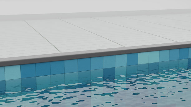 游泳池有绿松石色的墙地砖和水。3 d渲染插图。图片下载