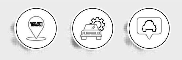 设置线地图指针与出租车和汽车服务图片下载