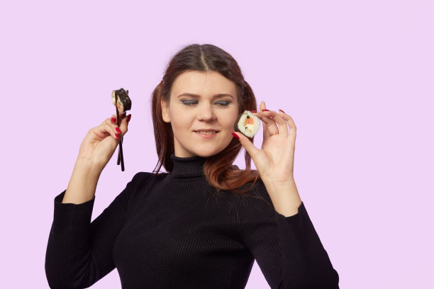 女人,寿司图片下载