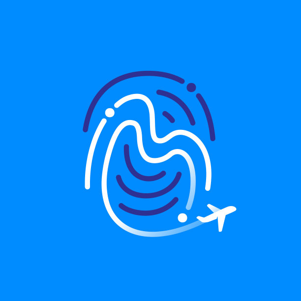 M字母标志由指纹与平面组成图片下载