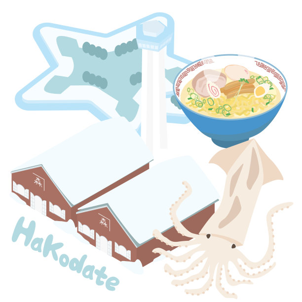 函馆观光等距插画套(美食、景点)图片下载