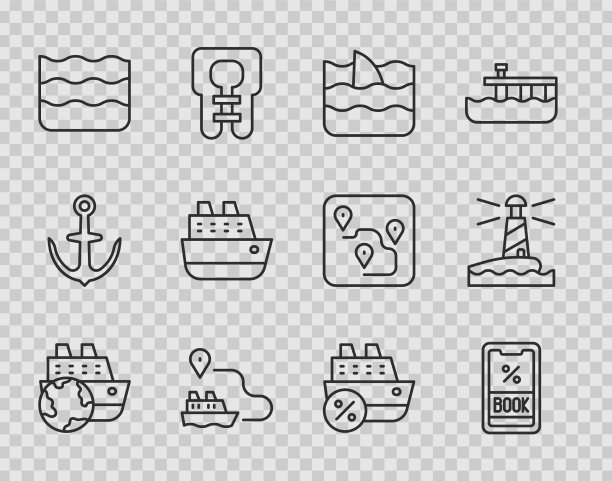 在海洋中设置线游轮船票鱼翅图片下载